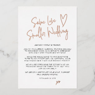 Gleiche Liebe, kleinere Hochzeit, echte Folienankü Folieneinladung