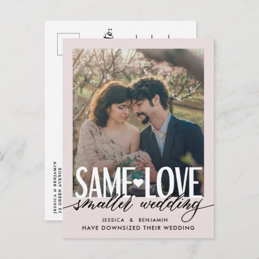 Gleiche Liebe Kleinere Hochzeit | Hochzeitsaktuali Ankündigungspostkarte (Vorne/Hinten)