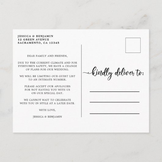 Gleiche Liebe Kleinere Hochzeit | Hochzeitsaktuali Ankündigungspostkarte (Rückseite)