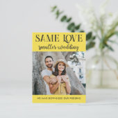 Gleiche Liebe kleinere Hochzeit verkleinert einfac Postkarte (Stehend Vorderseite)