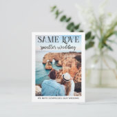 Gleiche Liebe kleinere Hochzeit verkleinert einfac Postkarte (Stehend Vorderseite)