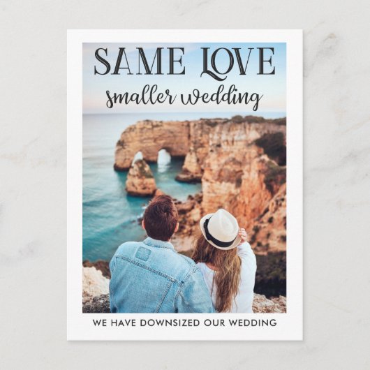 Gleiche Liebe kleinere Hochzeit verkleinert einfac Postkarte (Vorderseite)