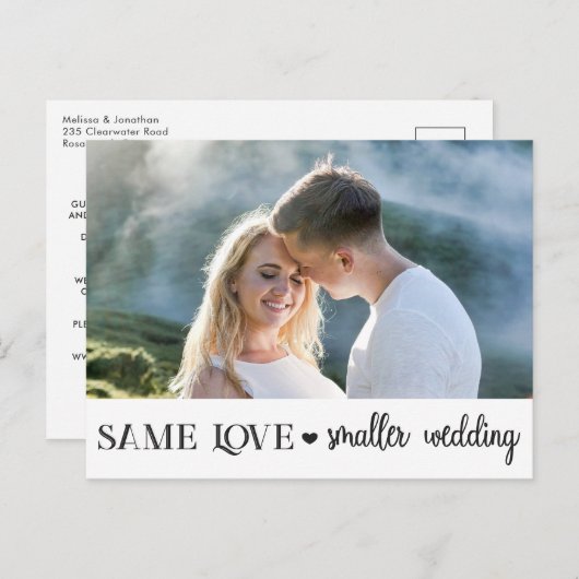 Gleiche Liebe kleinere Hochzeit verkleinert einfac Postkarte (Vorne/Hinten)