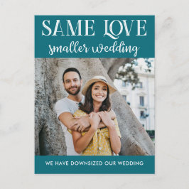 Gleiche Liebe kleinere Hochzeit verkleinert einfac Postkarte