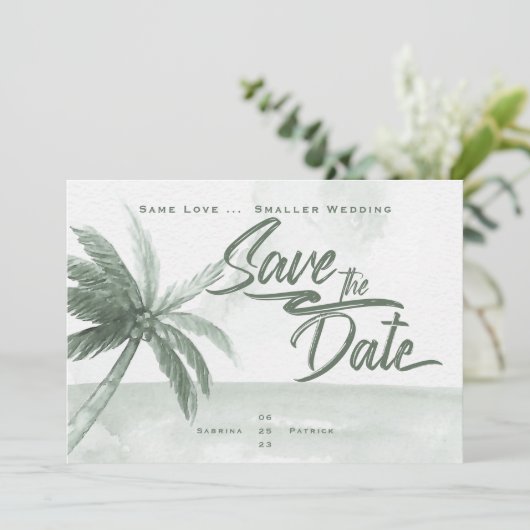 Gleiche Liebe kleinere Wedelfarben Sage Beach Einladung (Stehend Vorderseite)