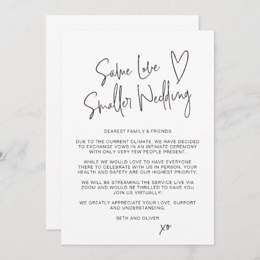 Gleiche Liebe Kleinerer hochzeitgestufter Script-S Ankündigung (Vorne/Hinten)