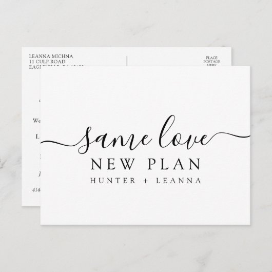 Gleiche Liebe Neuer Plan Hochzeit ändern das Datum Postkarte (Vorne/Hinten)