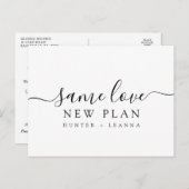 Gleiche Liebe Neuer Plan Hochzeit ändern das Datum Postkarte (Vorne/Hinten)