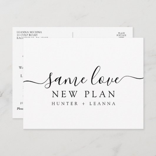 Gleiche Liebe Neuer Plan Hochzeit ändern das Datum Postkarte (Vorne/Hinten)