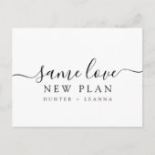 Gleiche Liebe Neuer Plan Hochzeit ändern das Datum Postkarte (Vorderseite)