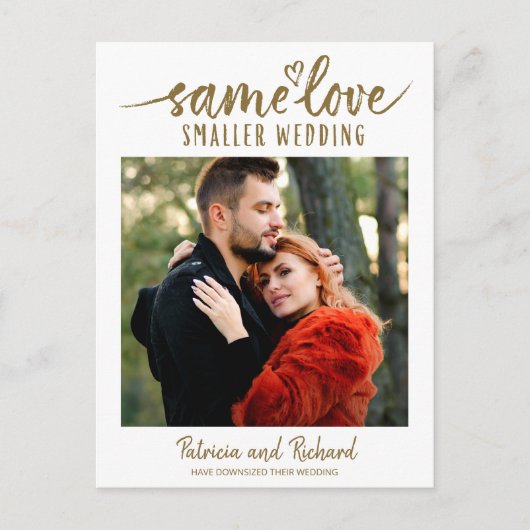 Gleiche Liebe Niedlich Heart Downsize Wedding 3 Fo Postkarte (Vorderseite)