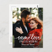 Gleiche Liebe Niedlich Heart Downsize Wedding Foto Postkarte (Vorne/Hinten)