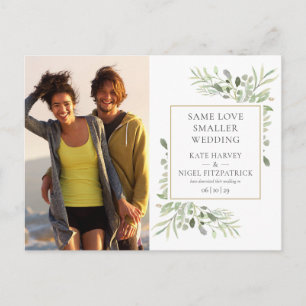Gleiche Liebe verkleinert Mikro-Foto-Hochzeit Ankündigungspostkarte