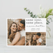 Gleiche Uhrzeit Neuer Termin Save the Date Karte (Stehend Vorderseite)