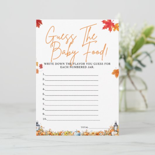 GLEICHEN SIE DAS BABY FOOD Baby Showspiel Niedlich Einladung (Stehend Vorderseite)