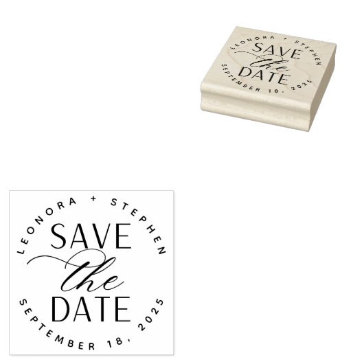 Gleicheres Skript-Hochzeit speichern Sie das Datum Gummistempel (Stempel)