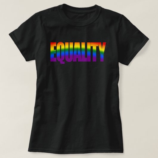 Gleichheit Farbenfrohe strahlende Regenbogentypogr T-Shirt (Design vorne)