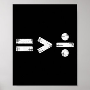 Gleichheit ist größer als Divisions-Math-Symbol Poster