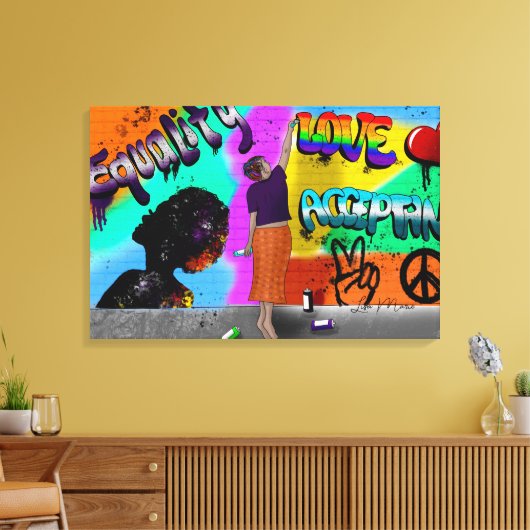 Gleichheit, Liebe und Akzeptanzkunst Leinwanddruck (Insitu (Wohnzimmer))