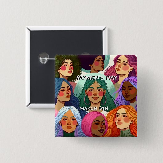 Gleichstellung und Diversity am Internationalen Fr Button (Vorne & Hinten)