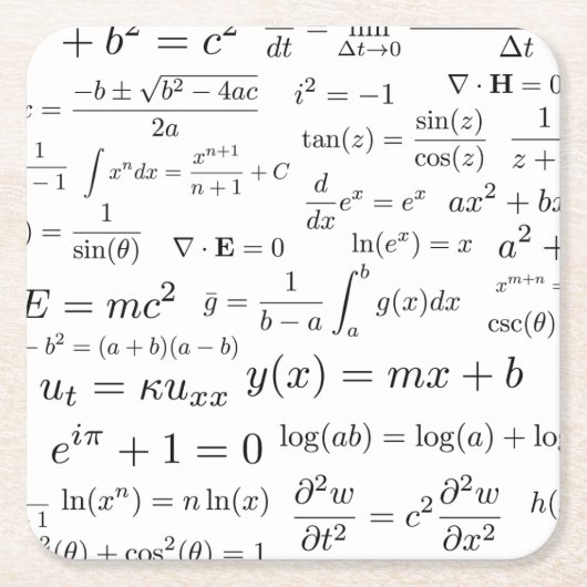 Gleichungen der Mathe-und Rechteckiger Pappuntersetzer (Vorderseite)