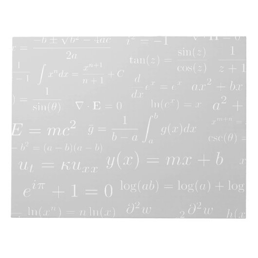 Gleichungen von Mathematik und Science Notepad Notizblock (Vorderseite)