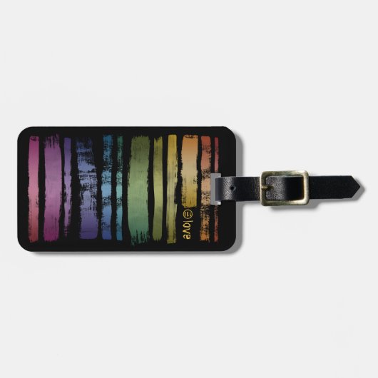 Gleichwertige Liebe Rainbow Brush Strokes LGBTQ ID Gepäckanhänger (Vorderseite horizontal)