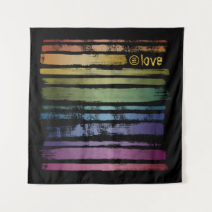 Gleichwertige Liebe Rainbow Brush Strokes LGBTQ ID Wandteppich