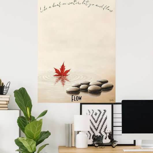 Gleitmittel-Ahornleaf-Zen-Teich-Poster Poster (Heimbüro)