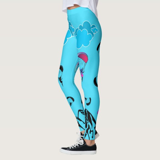 Gleitschirmfliegen-Elf-Landschafts-Leggings-Aqua Leggings (Links)