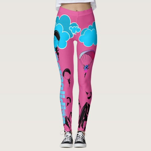 Gleitschirmfliegen-Elf-Landschafts-Leggings-Rosa Leggings (Vorderseite)