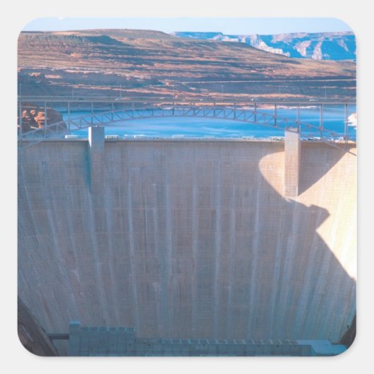 Glen Canyon Dam am Colorado River, Page, Quadratischer Aufkleber (Vorderseite)