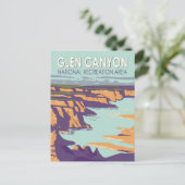 Glen Canyon Lake Powell Vintage Art Postkarte (Stehend Vorderseite)