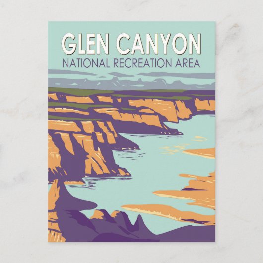 Glen Canyon Lake Powell Vintage Art Postkarte (Vorderseite)