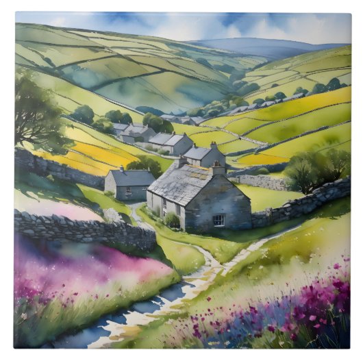 "Glen Garlands" Landschaft Yorkshire Dales Scene Fliese (Vorderseite)