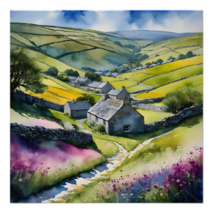 "Glen Garlands" Landschaft Yorkshire Dales Scene Poster