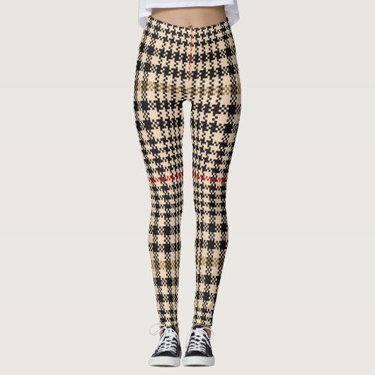 Glen Karo Kariert Pixel Art Leggings (Vorderseite)