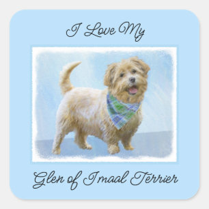 Glen of Imaal Terrier Painting - Original Dog Art Quadratischer Aufkleber