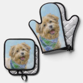 Glen von Imaal Terrier Malerei Original Hunde Kuns Ofenhandschuh & Topflappen-Set (Vorderseite/Rückseite)