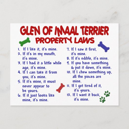 GLEN VON IMAAL TERRIER Property Laws Postkarte (Vorderseite)