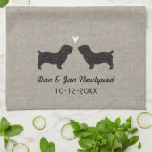 Glen von Imaal Terrier Silhouetten mit Herz Geschirrtuch (Gefaltet)