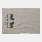 Glen von Imaal Terrier Silhouetten mit Herz Geschirrtuch (Horizontal)