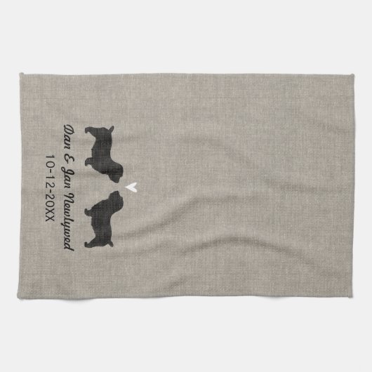 Glen von Imaal Terrier Silhouetten mit Herz Geschirrtuch (Horizontal)