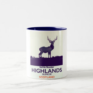 Glencoe, Schottische Highlands Urlaubsdruck. Zweifarbige Tasse