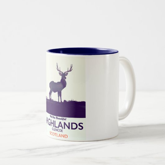 Glencoe, schottische Hochlandurlaubsdruck. Zweifarbige Tasse (VorderseiteRechts)