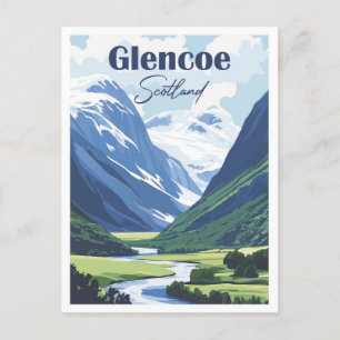 Glencoe Schottland Kunstwerk Reiseort Illustration Postkarte