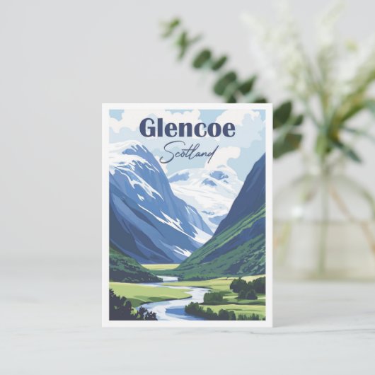 Glencoe Scotland Artwork Travel Place Illustration Postkarte (Stehend Vorderseite)