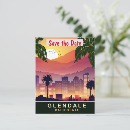 Glendale, Kalifornien, Travel Postcard, Save The Date (Stehend Vorderseite)