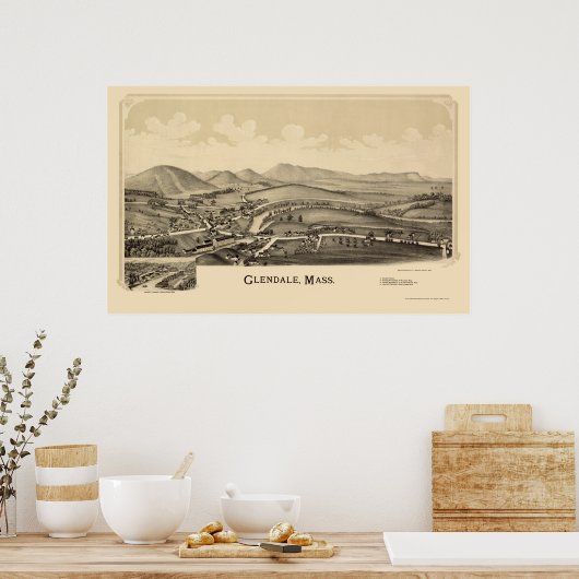 Glendale, MA Panoramic Map - 1890 Poster (Küche)