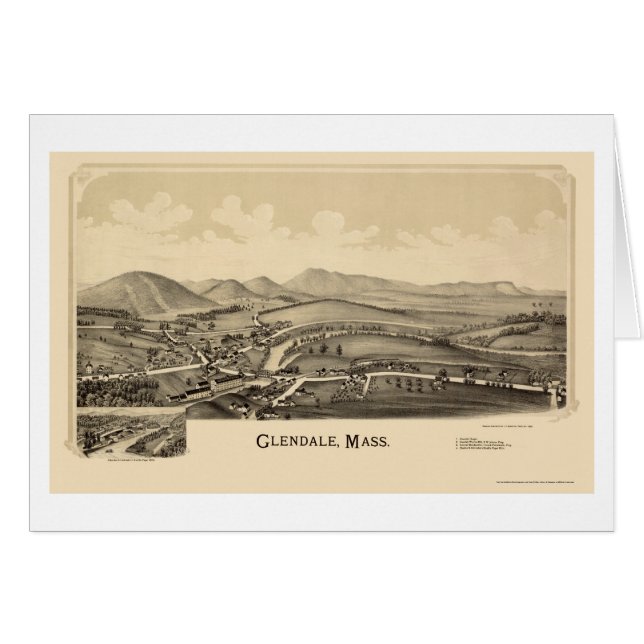 Glendale, panoramische Karte MAs - 1890 (Vorderseite (Horizontal))
